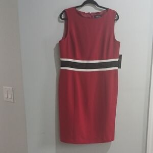 Black Label By Evan-picone Red Sheath Midi Dress Crew Neck Sleeveless Sz 14 New